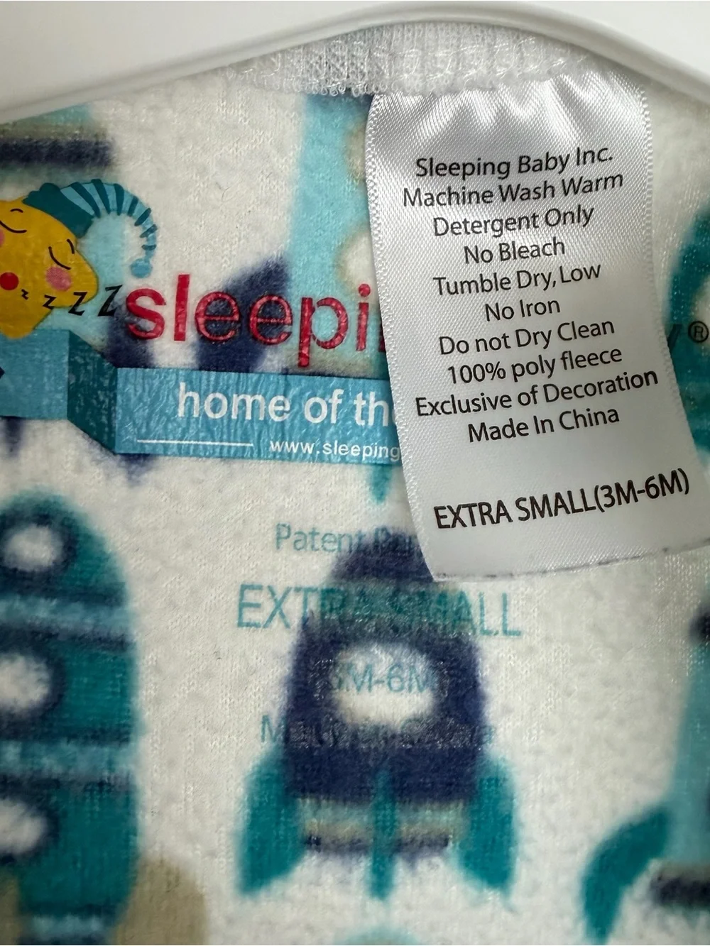 Sleeping Baby Zipadee Zip Fleece Swaddle Rockets Size XS 3-6M